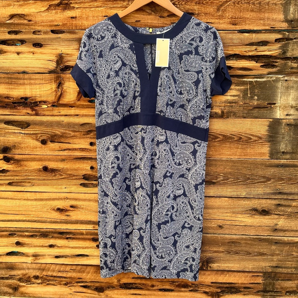 MICHAEL KORS | NWT Navy Blue Paisley Dress L